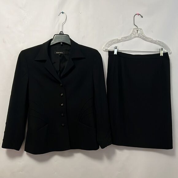 ESCADA CAREER BLACK SKIRT‎ SUIT SIZE 38 - Picture 1 of 14
